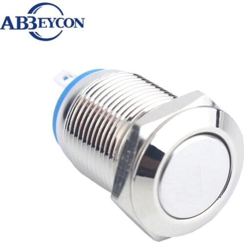 Good quality China Supplier Flat Round Head Momentary 12MM 2A 220V Waterproof Pin Solder Metal Shell Small Push Button Switch