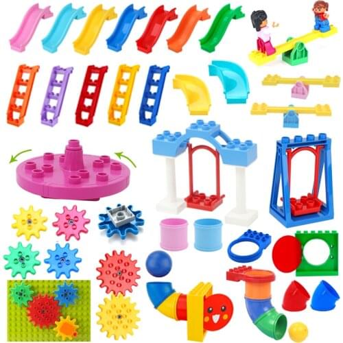 Classic Big building blocks accessories compatible with Duplos blocks Seesaw swing slide ladder Pipe playground Toys Baby gift