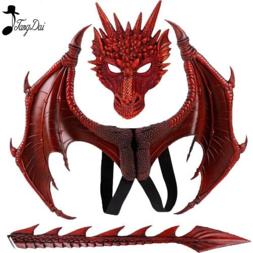 Animal Cospty Dragon Costume Purim Christmas Gift Carnival Party Kids Cosplay Set Wing and Tail Childrens day faucet Costume