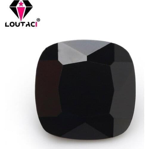 LOUTACI Black Cushion Cubic Zirconia Used in Jewelry Fancy Style Stones Big Size 11x11-15x15mm