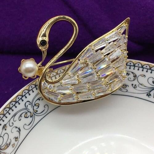 Micro Pave Zircon Swan Broches Pour Les Femmes Strass Cristal Col Revers Broches Swan micro brooch