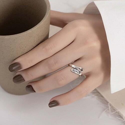 Fashion Hollow Ring Personality Cross Open Adjustable Finger Rings For Women Silver Color Jewelry Gifts