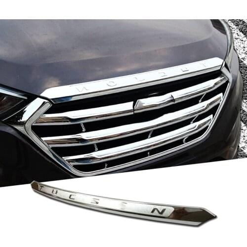 Stainless Steel Front Hood Bonnet Grill Lip Trim Molding Front Engine Cover Sticker Garnish Mesh For Hyundai Tucson 2015 - 2019
