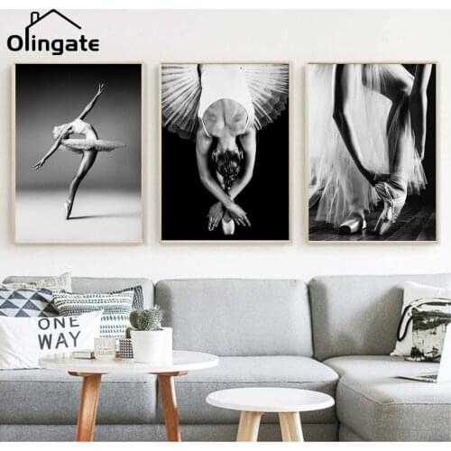 Nordic Style Ballet Dancer Poster Hd Prints Pictures Modular Black Whiter Painting Canvas Fresh Home Wall Art Living Room Decor
