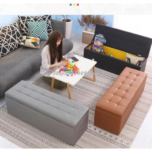 Shoe Changing Stool Household Door Shoe Cabinet Storage Box Sofa Stool Living Room Rectangular Can Sit Long Bed End Storage Stoo