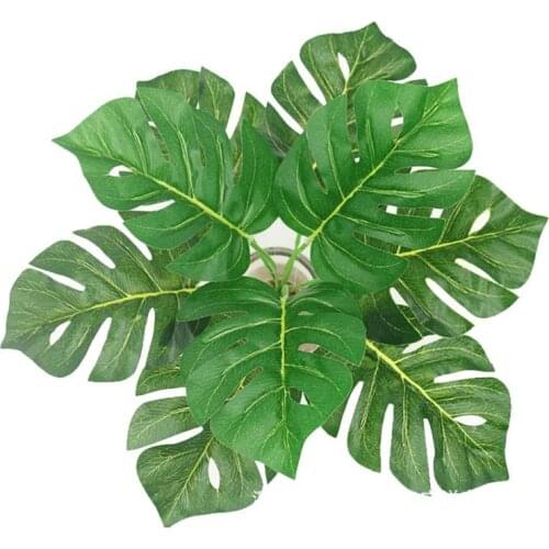 Plastic New Artificial Plants Green Palm Leaves Monstera Home Garden Living Room Bedroom Balcony Decoration Tropical Fake Plant