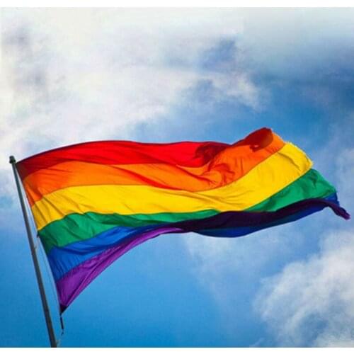 Gay Right Parade Rainbow Flag Polyester Lesbian Gay Pride LGBT For Decoration 90*60cm