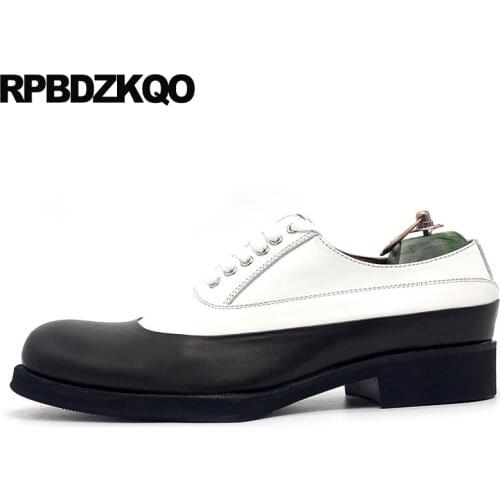 Luxury Italy Designer Brand Real Leather Men Black And White Dress Shoes Oxfords High Quality Genuine Italian Spring Runway