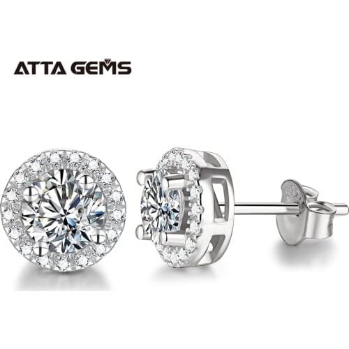 Round Cut 0.5ct Diamond Test Passed Moissanite Rhodium Plated 925 Silver D Color Moissanite Earrings Jewelry Girlfriend Gift