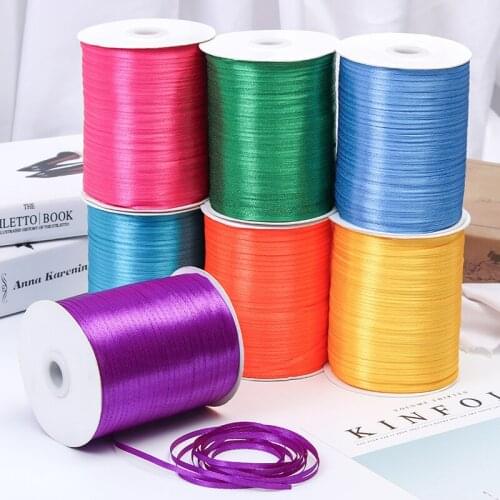 3mm 10meters Silk Satin Ribbons Christmas Halloween Baby Shower Birthday Party Wedding Gift Wrapping Ribbons handmade DIY ribbon