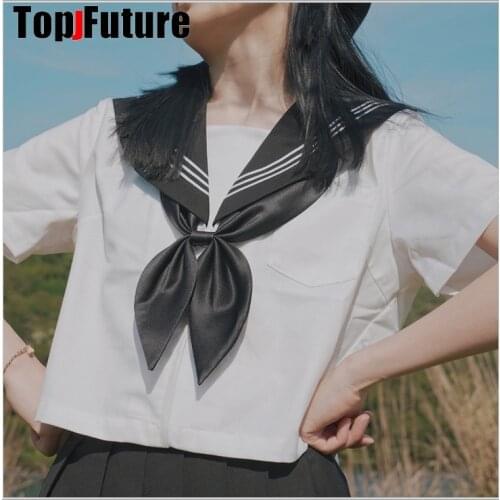 SCHOOL UNIFORM college style Japanese student uniform JK Uniform suit summer suit orthodox sailor suit TOP SHIRT WITH BLACK BOW