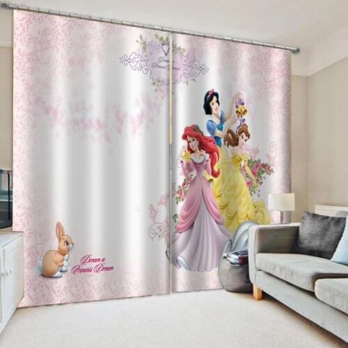 Snow White and Rapunzel Belle Blackout Curtain Disney Mickey Minnie Mouse Creative Customization Bedroom Living Room Window Gift