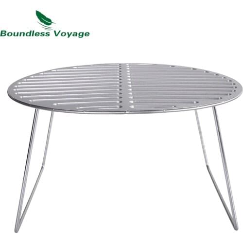 Boundless Voyage Titanium BBQ Grill Net with Folding Legs Outdoor Camping Picnic Ultralight Barbecue Charcoal Gridiron
