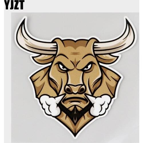 YJZT 13.1CM×13.6CM Cool Bull Head Mascot Angry PVC Decal Car Sticker 11C-0492