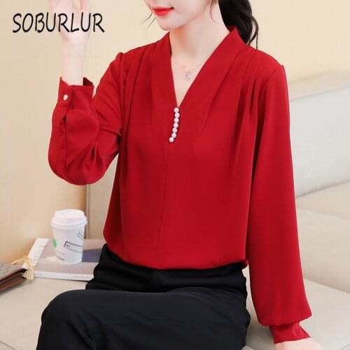 SOBURLUR 2021 New Womens T-shirts Crop Top Woman Clothing Basic Tunics Long Sleeve T shirt Blousas Harajuku Oversize Pearls Tee