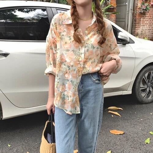 Hzirip Smudge Jacquard Womens Turn Down Collar Chic Fashion Autumn 2021 Hot All-Match Loose Slim Long-Sleeved Female Shirt