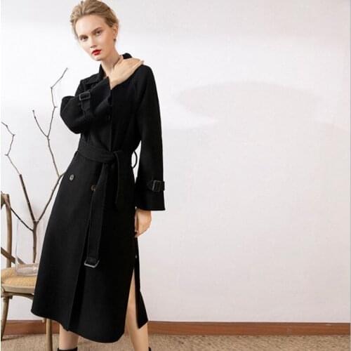Winter Cashmere New style Overcoat Female woolen Jacket Women Double-breasted Warm Fashion Outerwear Long Ladies Medium Coats