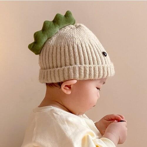 Winter Warm Infant Toddler Baby Hat Korean Version New Fashion Boys Girls Cartoon Dinosaur Cap Child Knitted Hats Kids Beanies