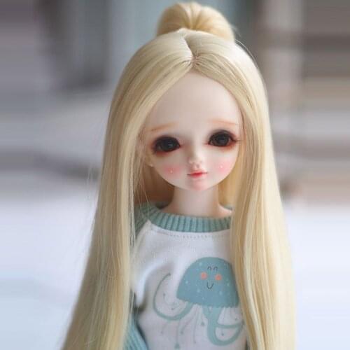 New Arrival 1/3 1/4 1/6 Bjd SD Doll Wig High Temperature Light Blonde With One Ponytail Straight BJD Super For Doll Hair Wig