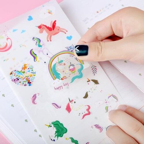 12PCS Unicorn Sticker Cute Anime Childrens toys Cartoon DIY Stickers for Mobile Phone Laptop Decoration Pegatinas Wall Stickers