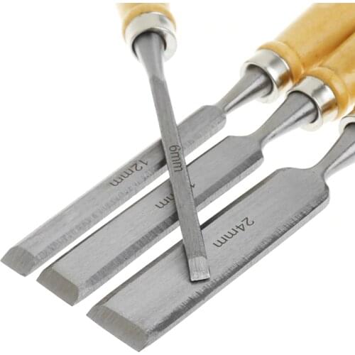 4Pcs/Set Wood Sculpture Flat Chisel DIY Woodworking Hand Tool