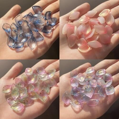 40PC/lot Multi Gradient Color Lily Petals Bead Czech Glass Loose Spacer Bead for Jewelry Making Hairpin Handmade Diy Accessories