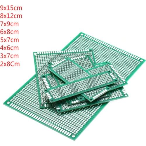 5PCS 9x15cm 8x12cm 7x9cm 6x8cm 5x7cm 4x6cm 3x7cm 2x8Cm Green Double-sided Tinned Spray Tin Plate PCB Universal Board for Arduino