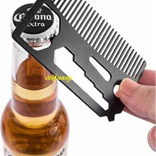 500pcs/lot Multifunction credit card Bottle opener Stainless Steel Beard Comb beer openers Screwdriver