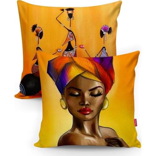 African Pattern Decorative 2'li Pillow decorate Case Set