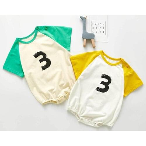 Angoubebe 202H13 2020 Newborn Infant Baby Boy Girl Letter Cotton Short Sleeve Romper Bodysuit Summer Casual Clothes Sunsuit