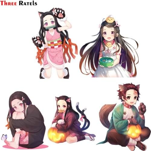 Three Ratels F580 Kamado Nezuko Kimetsu No Yaiba Car Windshield Sticker Skateboard Decal