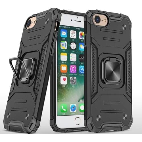 For iPhone 6S Armor Shockproof Case for iPhone 6S 6 S 7 8 Plus SE 2020 Magnetic Car Holder Metal Finger Ring Case Cover