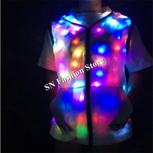 DC69 Colorful led light women stage show dresses party bar jacket luminous led costumes ballroom dj clothe catwalk performance
