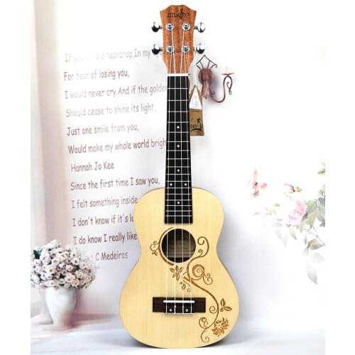 26" tenor Spruce Arabesque 4 Strings ukelele Hawaii mini small guita travel acoustic guitar Uke Concert ukulele Free Shipping