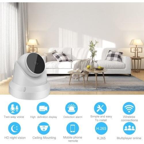 H.265 mini indoor 2MP 3.6mm lens WiFi dome 20m ir distance TF card slot Dual light source bullert WIFI surveillance camera