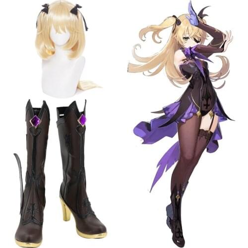 Game Genshin Impact Fischl Cosplay Shoes Short Fancy Boots Halloween Carnival Party COS Custom-made Free Shipping