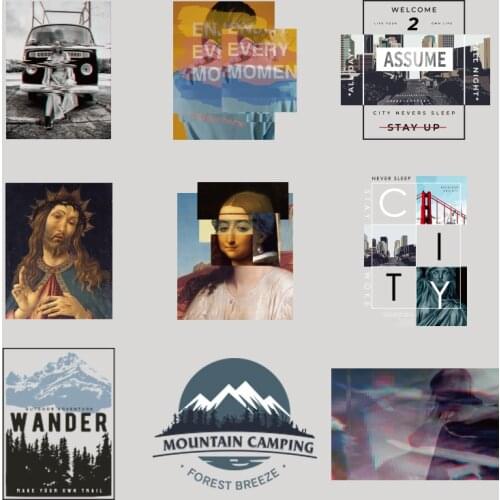 Personality Trend Oil Painting Scenery Patter Applique on Clothes Heat Transfer PVC Patch Patches for Clothing DIY T-shirt