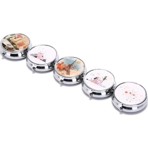 1pc Cute Multi Functional Round Iron Tin Small Storage Boxes&Bins Jewelry Coin Earphone Box Zipper Bag Candy Pill Case Organizer