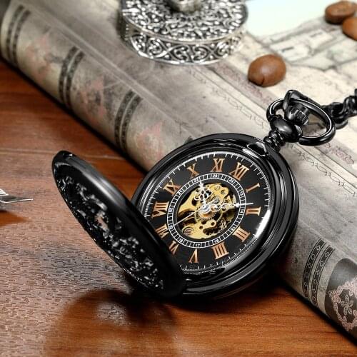 Ancient China Style Pocket Watch Vintage Dragon Design Quartz Watches Necklace Pendant Chain Clock for Unisex Relogio De Bolso