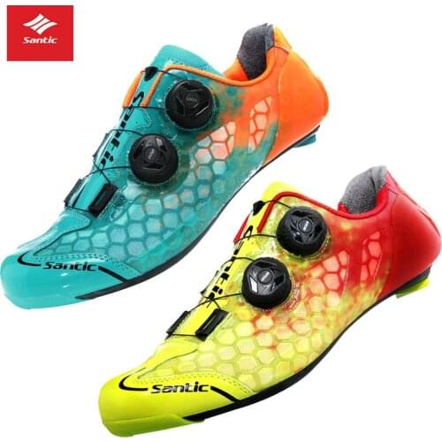 Santic Mens Cycling Shoes Carbon Fiber Sole PRO MTB Road Bike Bicycle Shoes Self-locking Sneaker Ultralight Breathable Equipment