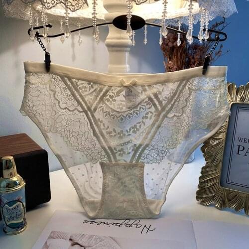 Summer elegant sexy lace panties womens low waist hollow breathable mesh underwear cross perspective hot temptation briefs