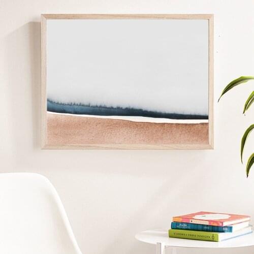 Minimal Abstract Watercolor Painting Modern Neutral Art Poster Prints Horizontal Wall Art Picture for Living Room Home Decor