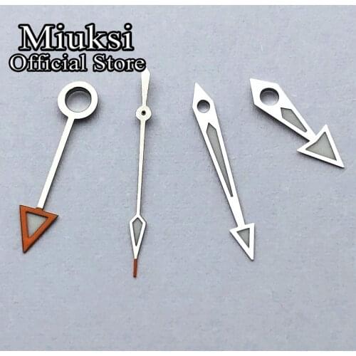 Miuksi silver GMT watch hands green luminous hands fit Miyota 8205 8215 821A Mingzhu DG 2813 3804 Sea gull 1612 movement