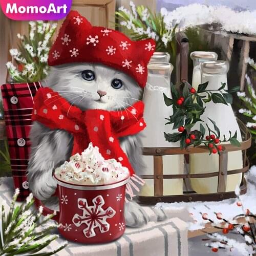 MomoArt DIY Diamond Painting Cat Animal Cross Stitch Diamond Embroidery Needlework Mosaic New Arrival Christmas Handmade Gifts
