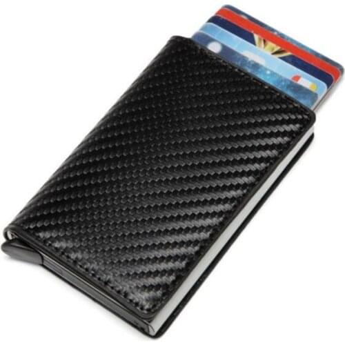 Rfid Blocking Protection Men id Credit Card Holder Wallet Leather Metal Aluminum Business Bank Card Case CreditCard Cardholder