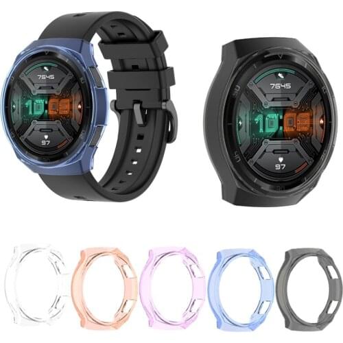 TPU Soft Case Shell Full Edge Frame Glass Screen Protector For Huawei GT 2e/GT2 E Sport Smart Watch GT2e Protective Bumper Cover