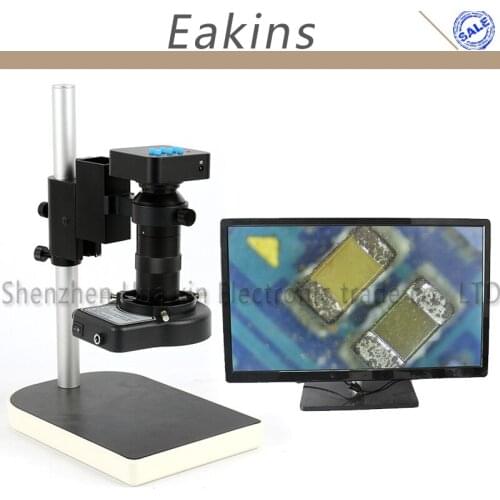 16MP 1080P 60FPS HDMI USB Industry Video Microscope Camera Set + 100X C-mount Lens+Stand+144 LED Light For Phone CPU PCB Repair