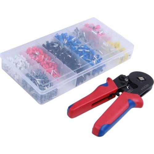 Crimper Plier Set 0.25-10mm2 Self-adjustable Ratchat Wire Crimping Tool with 1200 Wire Terminal Crimp Connector Insulated and Un