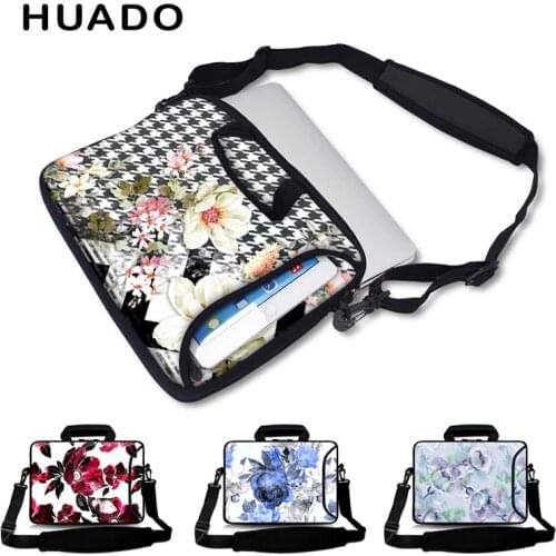 Flower Laptop Shoulder Bag 10" 12" 13.3" 14" Customizable Waterproof Notebook Case with Handle and Shoulder Strap