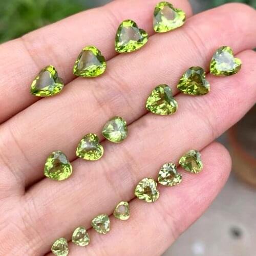 Natural peridot loose stone Heart-shaped 6mm-8mm peridot loose stone with stone loose natural gemstones gemstones for jewely